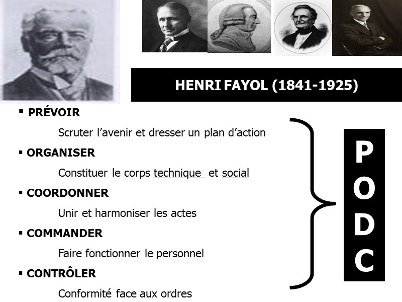 HENRI FAYOL (1841-1925) P O D C  PRÉVOIR  Scruter l’avenir et dresser